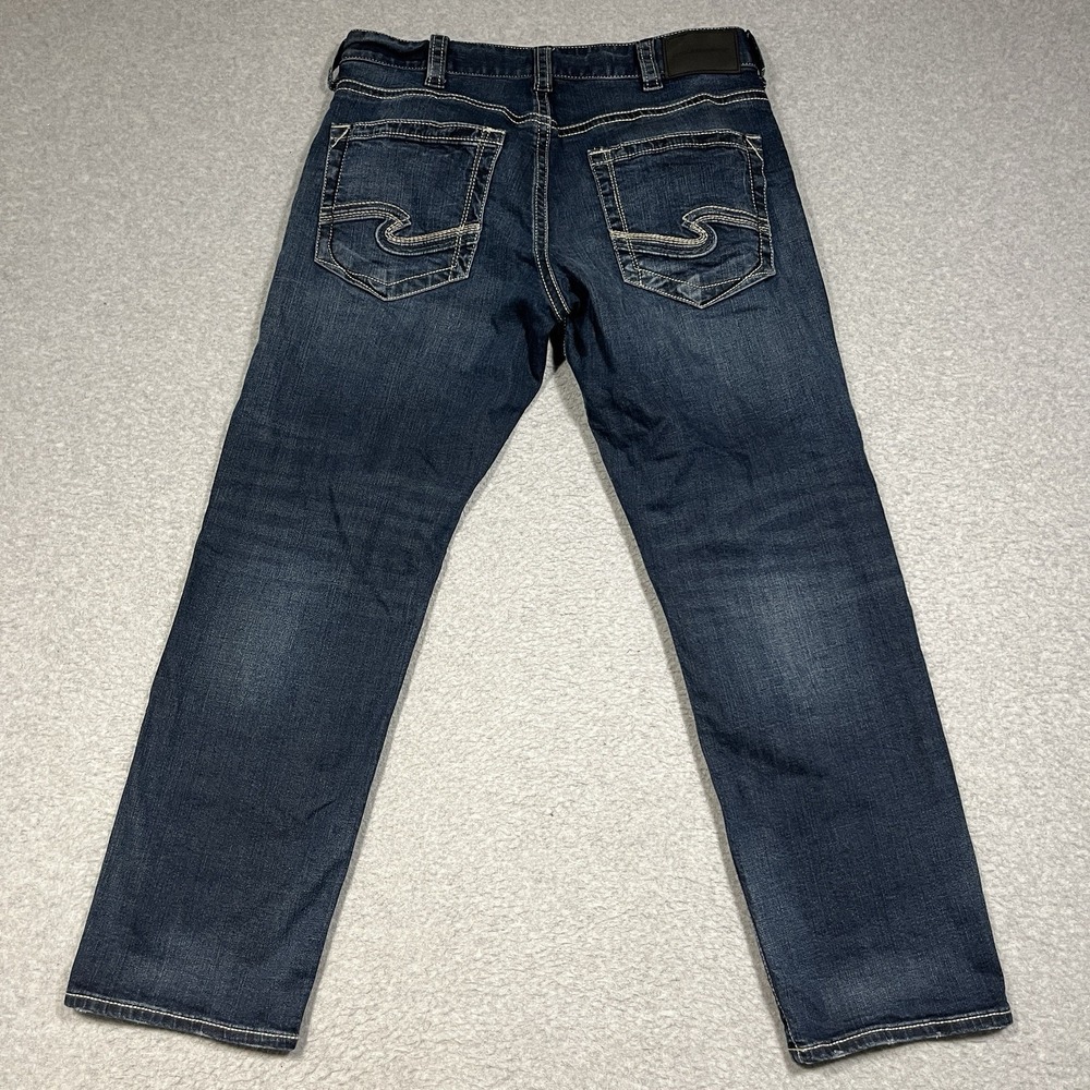 Silver Jeans Mens 32x30 (Fit 32x29) Blue Eddie Straight Denim Embroidered Medium - Picture 9 of 11